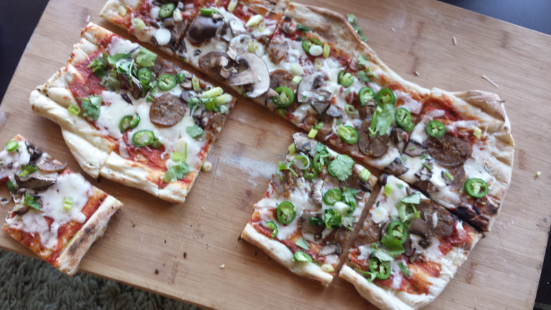 Flatbread mushroom pizza