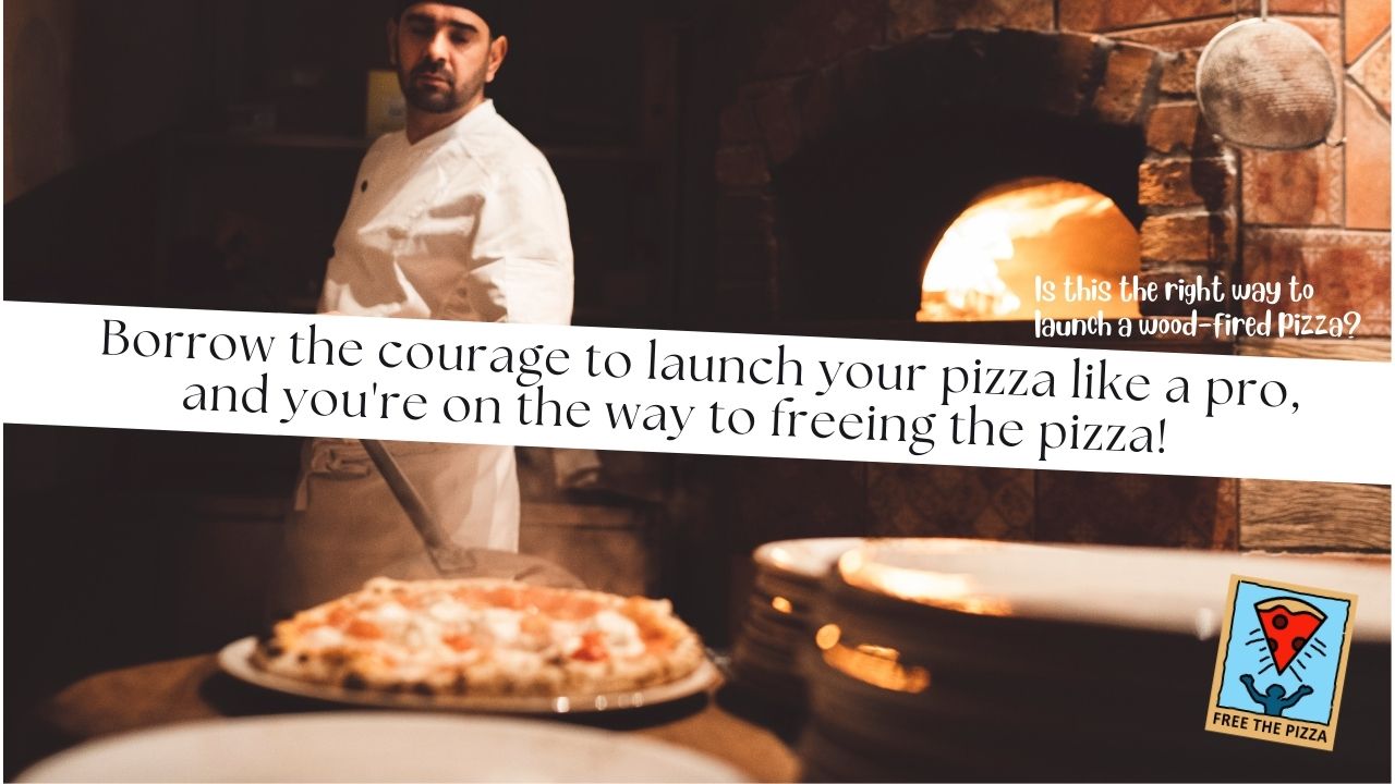 professional launching a pizza