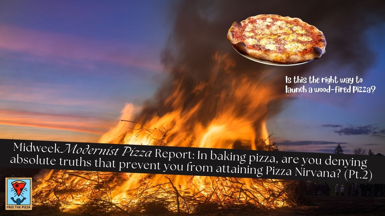 pizza launching from fire