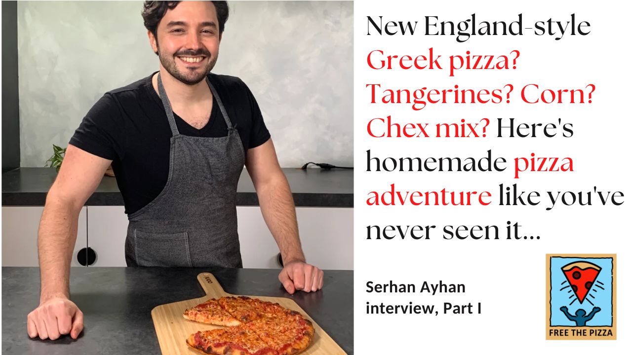 Serhan Ayhan poses with a homemade pizza