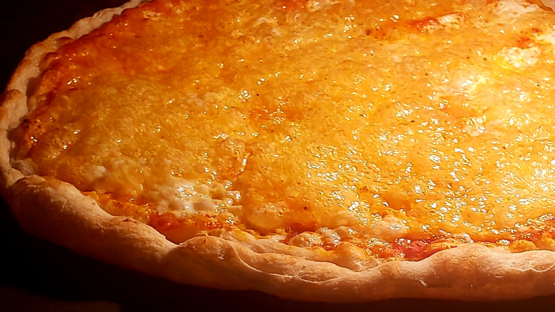 bubbling cheese pizza